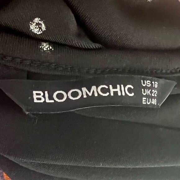 Bloomchic‎ Black with Silver Sparkle Dots Surplus Peplum Blouse - Picture 6 of 10